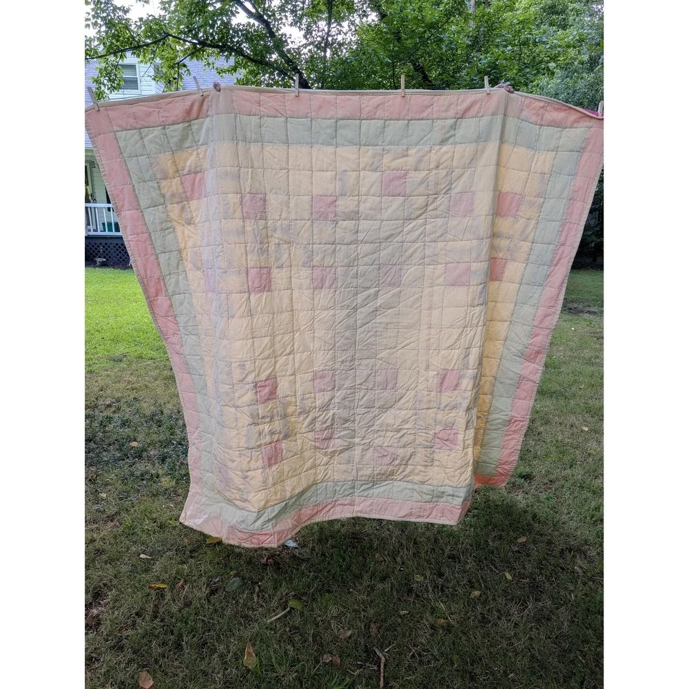 Vintage Handmade Floral Patchwork Quilt Turning twenty pattern full